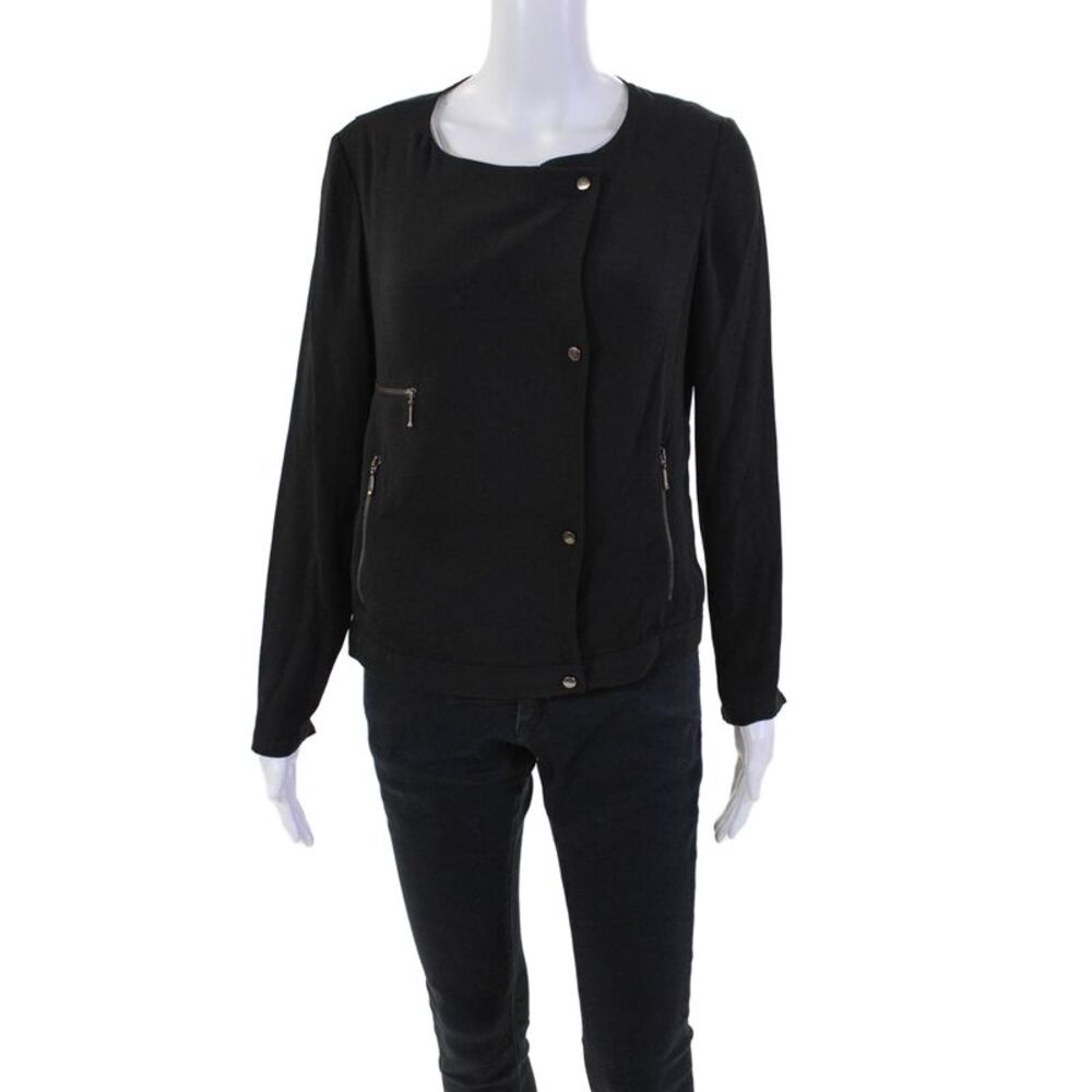 Zara Basic Womens Long Sleeves Button Down Wrap Jacket Black Size Small